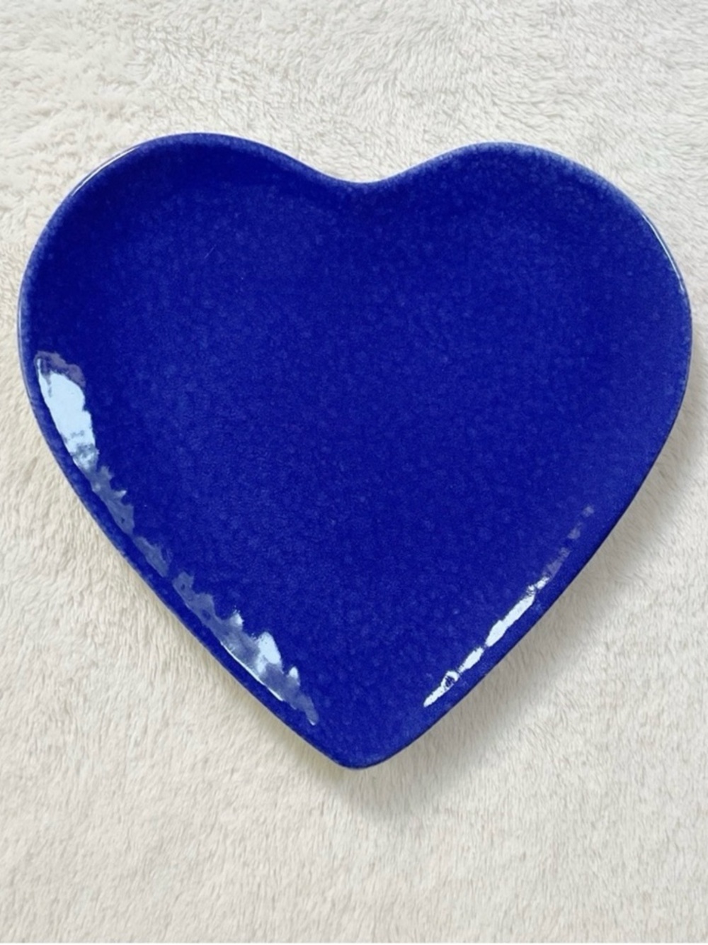 Vintage Italian Cobalt Blue Heart Dish Plate Made in Italy 8” Ceramic